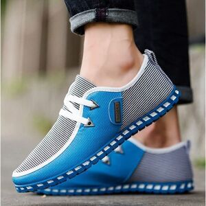 Men's fashion sneakers Men's Casual Shoes Loafers Slip-On Blue
